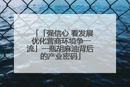 「强信心 看发展 优化营商环境争一流」一瓶胡麻油背后的产业密码