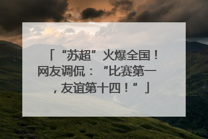 “苏超”火爆全国！网友调侃：“比赛第一，友谊第十四！”