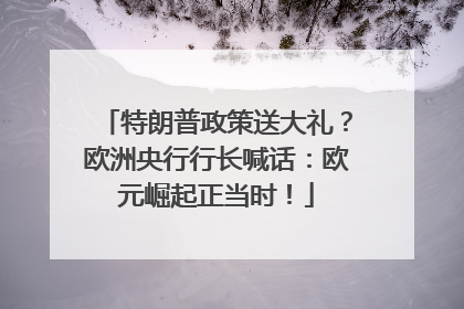 特朗普政策送大礼？欧洲央行行长喊话：欧元崛起正当时！