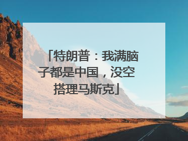 特朗普：我满脑子都是中国，没空搭理马斯克