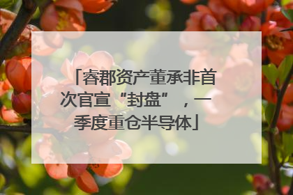 睿郡资产董承非首次官宣“封盘”，一季度重仓半导体