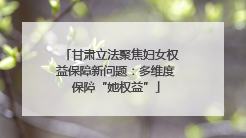 甘肃立法聚焦妇女权益保障新问题：多维度保障“她权益”