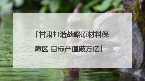 甘肃打造战略原材料保障区 目标产值破万亿