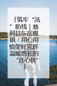 筑牢“汛”防线｜慈利县东岳观镇：用心用情架好党群温暖悠长的“连心桥”