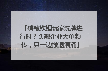 磷酸铁锂玩家洗牌进行时？头部企业大单频传，另一边撤退潮涌