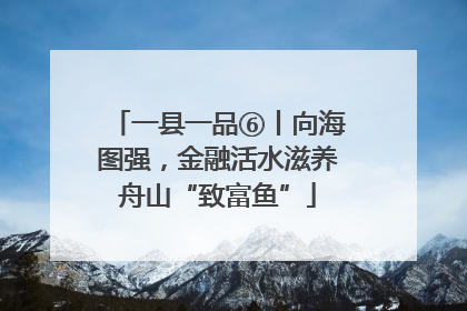 一县一品⑥丨向海图强，金融活水滋养舟山“致富鱼”