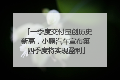 一季度交付量创历史新高，小鹏汽车宣布第四季度将实现盈利
