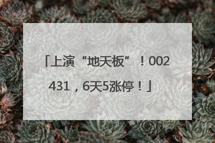 上演“地天板”！002431，6天5涨停！