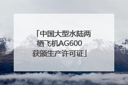 中国大型水陆两栖飞机AG600获颁生产许可证