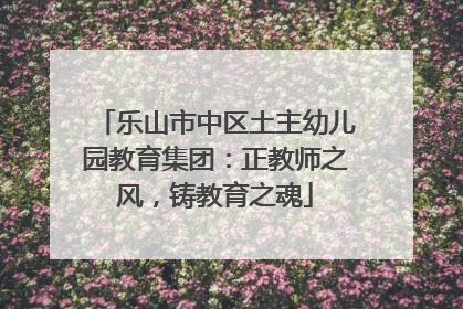 乐山市中区土主幼儿园教育集团：正教师之风，铸教育之魂