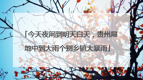 今天夜间到明天白天，贵州局地中到大雨个别乡镇大暴雨