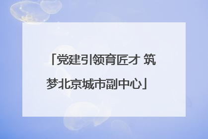党建引领育匠才 筑梦北京城市副中心