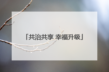 共治共享 幸福升级