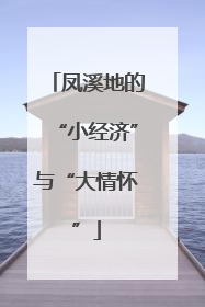 凤溪地的“小经济”与“大情怀”