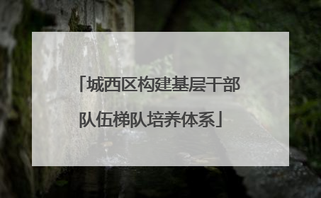 城西区构建基层干部队伍梯队培养体系