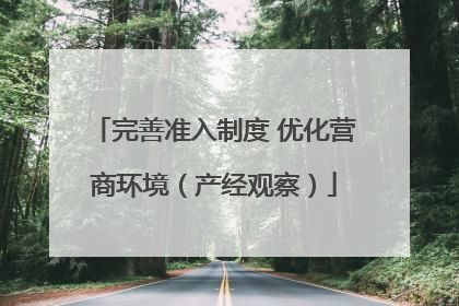 完善准入制度 优化营商环境（产经观察）