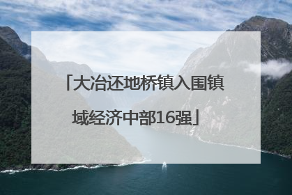 大冶还地桥镇入围镇域经济中部16强