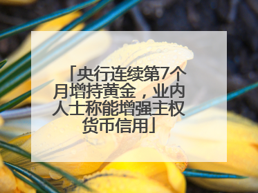 央行连续第7个月增持黄金，业内人士称能增强主权货币信用