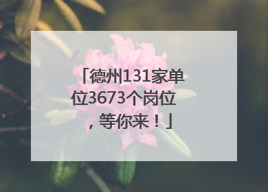 德州131家单位3673个岗位，等你来！