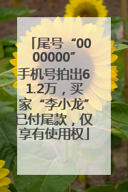 尾号“0000000”手机号拍出61.2万，买家“李小龙”已付尾款，仅享有使用权