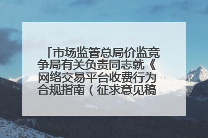 市场监管总局价监竞争局有关负责同志就《网络交易平台收费行为合规指南（征求意见稿）》答记者问