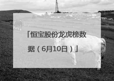 恒宝股份龙虎榜数据（6月10日）