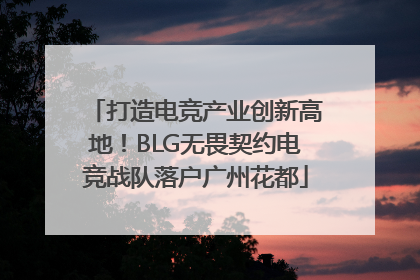 打造电竞产业创新高地！BLG无畏契约电竞战队落户广州花都