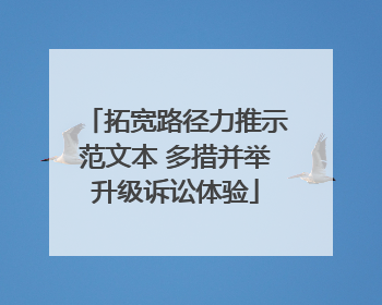 拓宽路径力推示范文本 多措并举升级诉讼体验