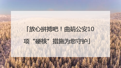 放心拼搏吧！曲靖公安10项“硬核”措施为您守护