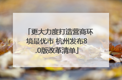 更大力度打造营商环境最优市 杭州发布8.0版改革清单