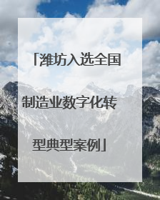 潍坊入选全国制造业数字化转型典型案例
