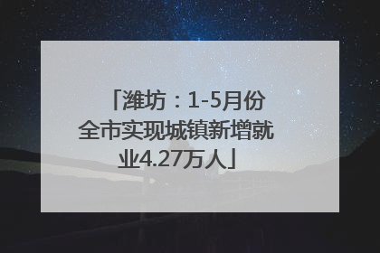 潍坊：1-5月份全市实现城镇新增就业4.27万人