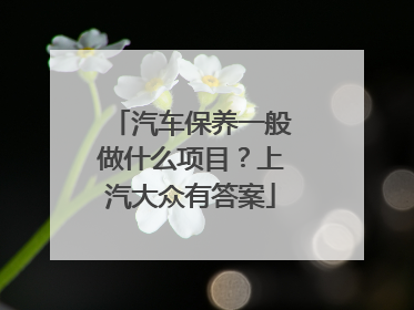 汽车保养一般做什么项目？上汽大众有答案