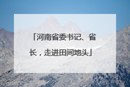 河南省委书记、省长，走进田间地头
