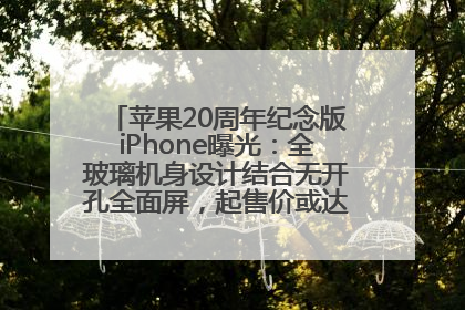 苹果20周年纪念版iPhone曝光：全玻璃机身设计结合无开孔全面屏，起售价或达1.45万人民币