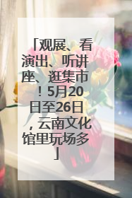 观展、看演出、听讲座、逛集市！5月20日至26日，云南文化馆里玩场多