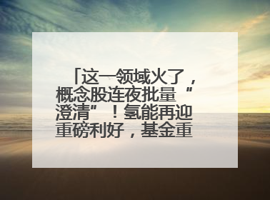 这一领域火了，概念股连夜批量“澄清”！氢能再迎重磅利好，基金重仓股出炉