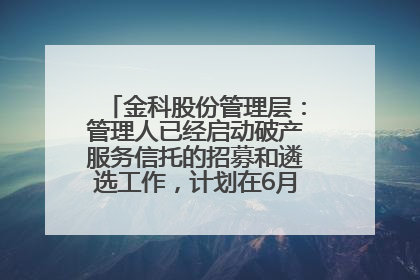金科股份管理层：管理人已经启动破产服务信托的招募和遴选工作，计划在6月初召开评审会
