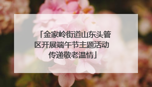 金家岭街道山东头管区开展端午节主题活动 传递敬老温情