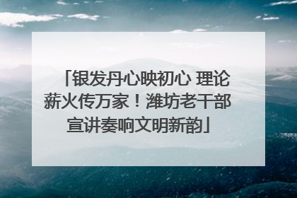 银发丹心映初心 理论薪火传万家！潍坊老干部宣讲奏响文明新韵