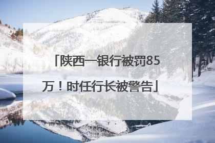 陕西一银行被罚85万！时任行长被警告
