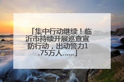 集中行动继续！临沂市持续开展巡查宣防行动，出动警力1.75万人……