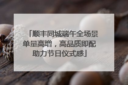 顺丰同城端午全场景单量高增，高品质即配助力节日仪式感