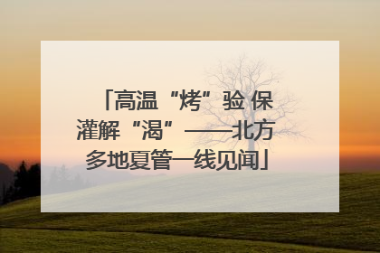 高温“烤”验 保灌解“渴”——北方多地夏管一线见闻