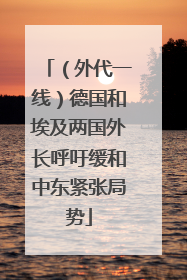 （外代一线）德国和埃及两国外长呼吁缓和中东紧张局势