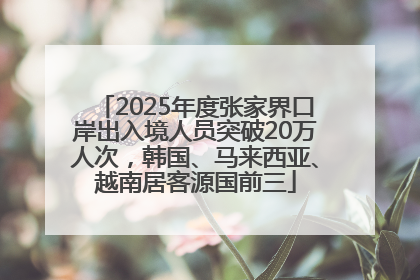 2025年度张家界口岸出入境人员突破20万人次，韩国、马来西亚、越南居客源国前三